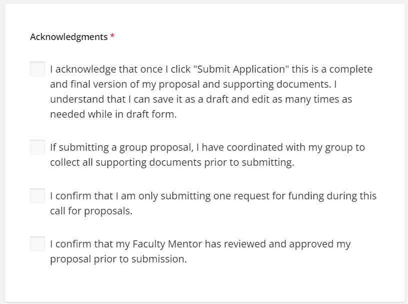 Acknowledgement Statements for Applicants and Reviewers