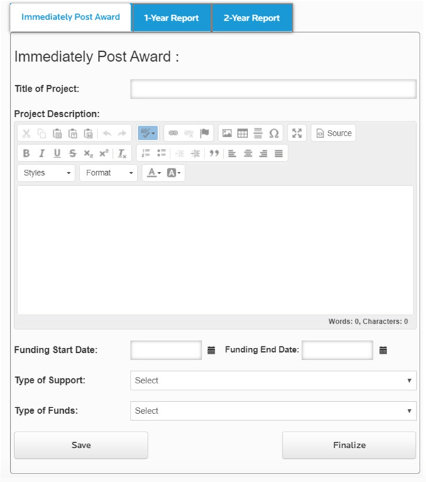 Post award screenshot