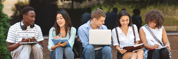College students on laptops